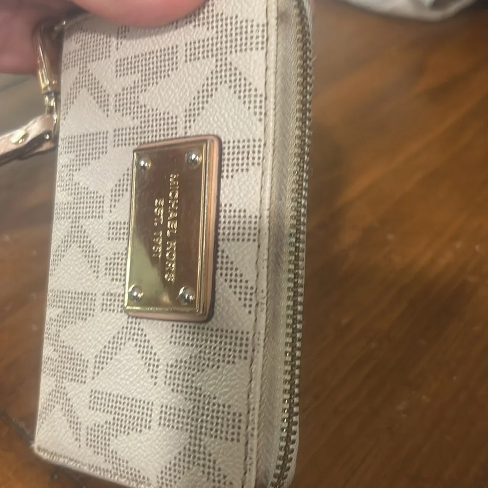 Michael Kors Beige Brown Logo Wristlet Wallet Organizer